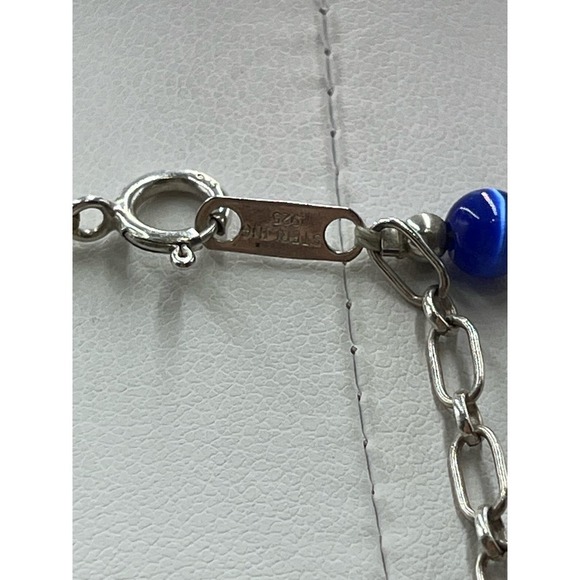 Jordan Sterling Silver 925 Beaded Multicolor Cat's Eye Necklace - Picture 9 of 13